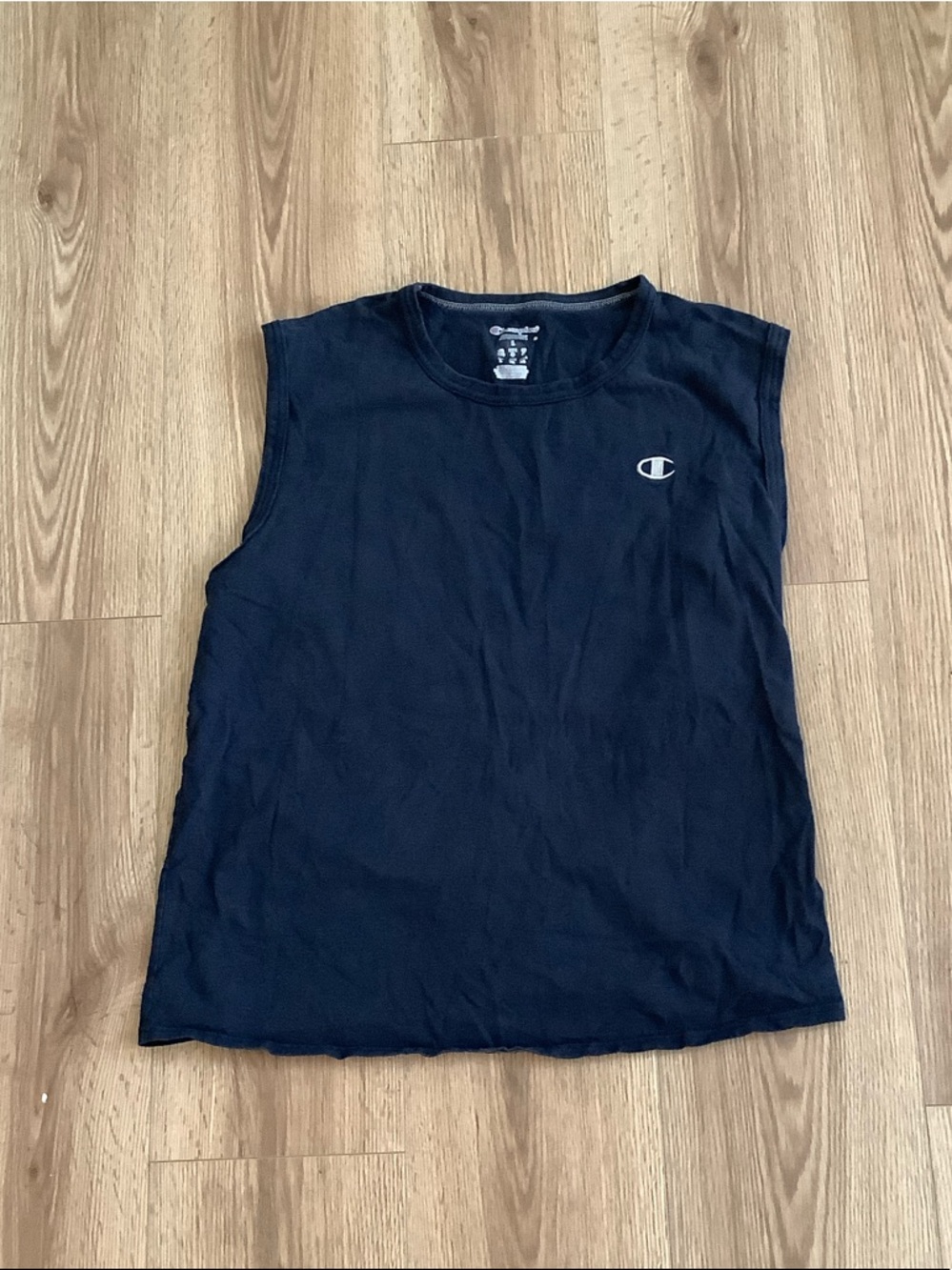 Champion Navy Blue Athletic Tank Top Scoop Neck Workout Gym Sleeveless Size L